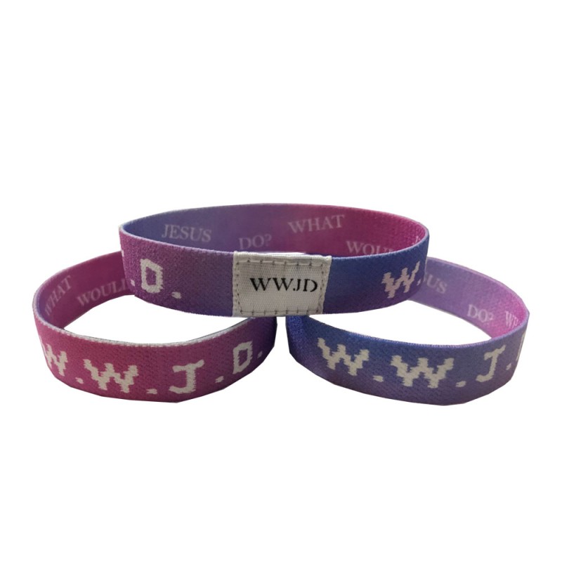 Pulseras elásticas de atardecer tie-dye personalizadas WWJD impresas por sublimación en ambos lados