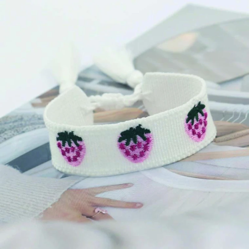 Available in a variety of colors and patterns adorable fruit design with embroidery