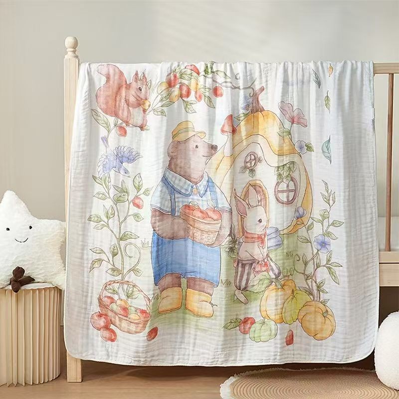 Gauze print muslin baby blanket