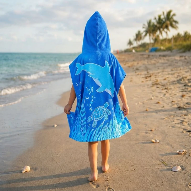 Kids beach hooded microfiber towel with sublimation print_copy0001