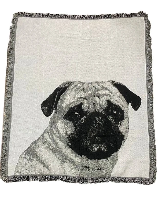 Manta tejida con borlas de diseño personalizado de perro con bajo MOQ jacquard