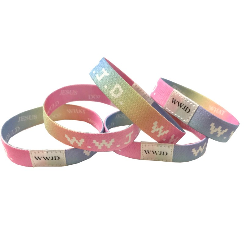 Custom pastel WWJD elastic bracelets