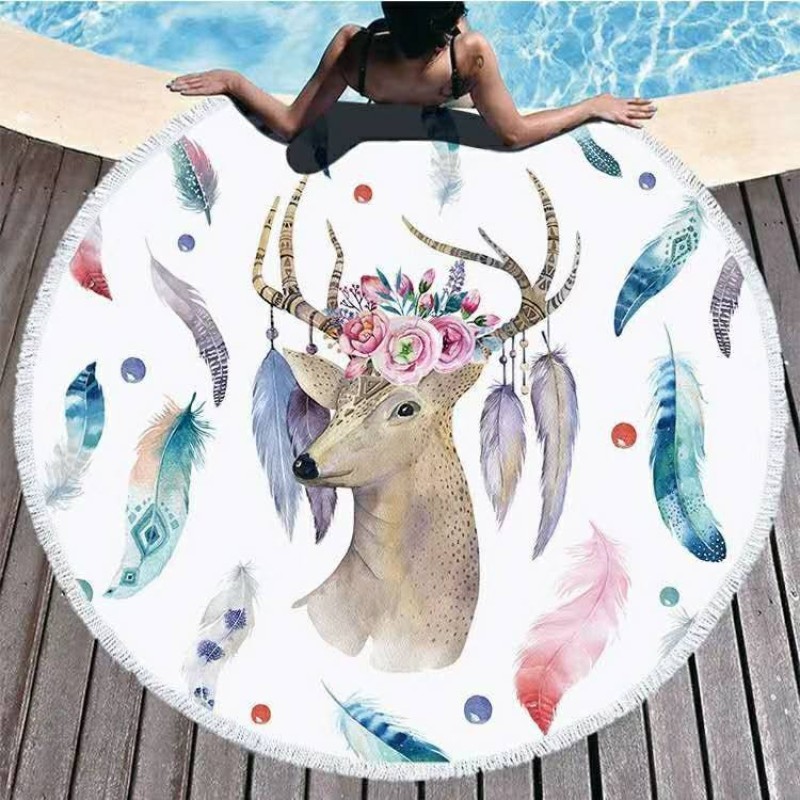 Custom 100% microfiber round beach towel