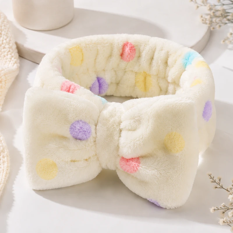 Attractive coral fleece stripe flannel make up elastic custom size salon style hair accessories headband