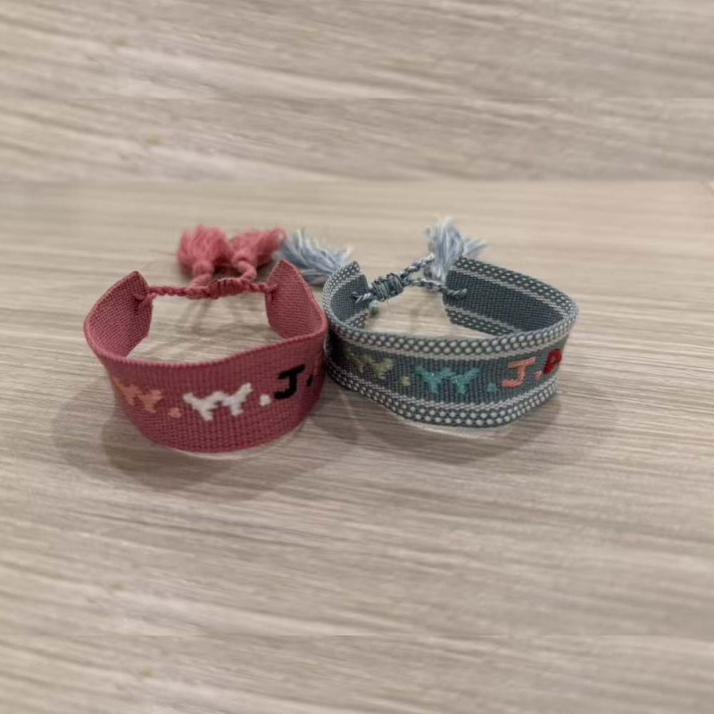 Brazaletes de texto bordados con borlas con MOQ bajo