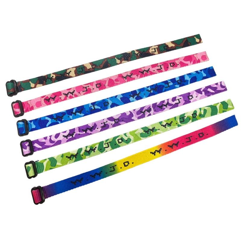 Pulseras tejidas Christian W.W.J.D. con impresión por sublimación