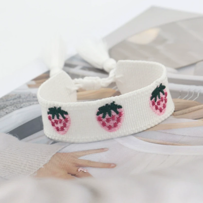 Tassel embroidery cute fruit bracelets with low MOQ