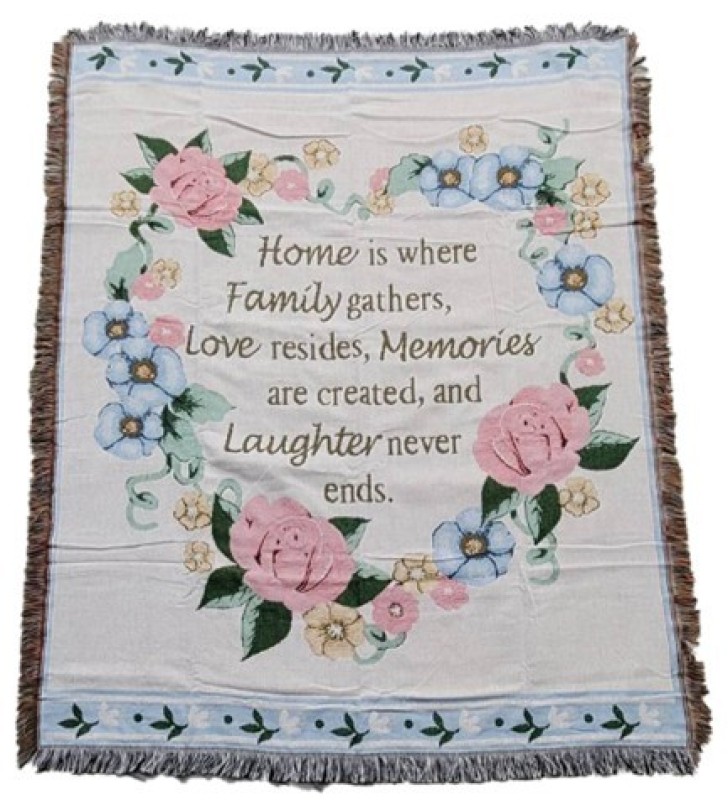 Woven jacquard tassel blanket 95% polyester and 5% cotton custom design