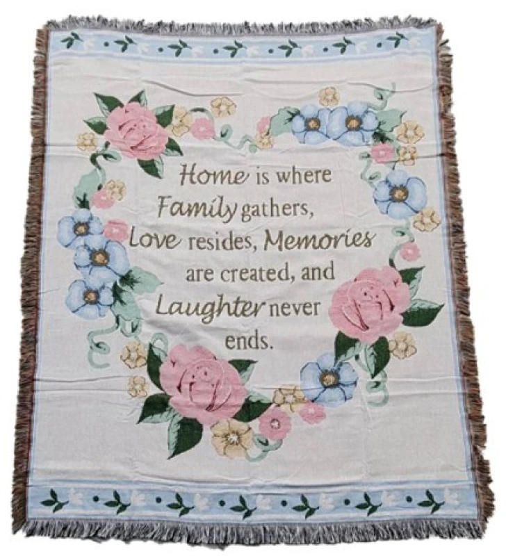 Woven jacquard tassel blanket 95% polyester and 5% cotton custom design